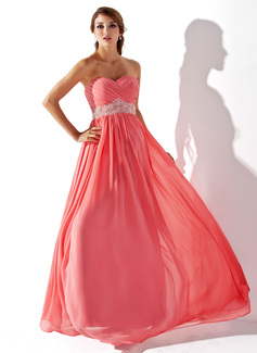 Empire Sweetheart Floor-Length Chiffon Prom Dress With Ruffle Beading (018005353)